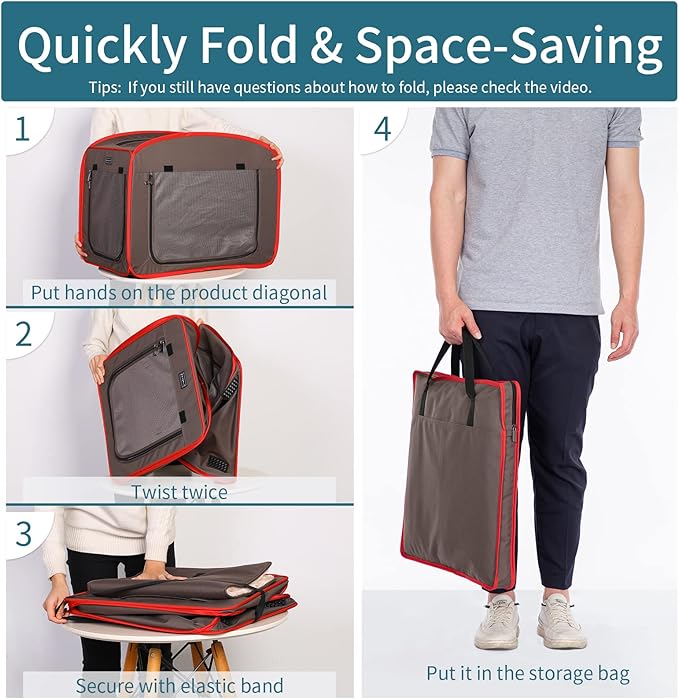 Petsfit Pop Up Dog Crates Kennel Carrier, Portable and Lightweight, Included Soft Mat and Carrying Case