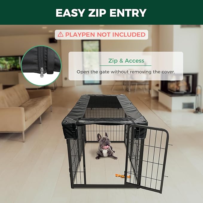 (Not Suitable for Other Brands) FXW Exclusive Mesh Top Cover, Only Fits FXW Rollick/Homeplus 22.8" W x 24" H 6-Panel Playpen (Playpen not Included), Rectangle│Patent Pending