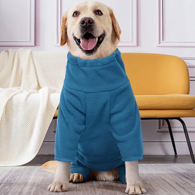 ROZKITCH Dog Winter Coat Soft Fleece Pullover Pajamas, Pet Windproof Warm Cold Weather Jacket Vest Cozy Jumpsuit Apparel Outfit Clothes for Small Medium Large Dog Walking Sleep 2XL