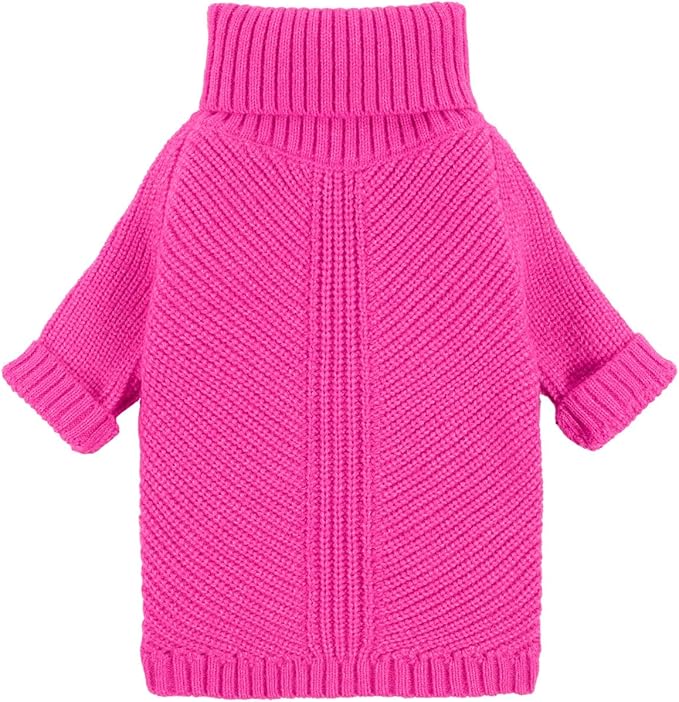 Fitwarm Valentines Dog Turtleneck Sweater, Dog Winter Clothes for Small Dogs Girl, Knitted Pet Coat, Cat Outfit, Hot Pink, Small