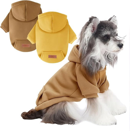 2 Pack Dog Hoodie Warm Hood Dog Sweater Cold Weather Small Dogs Sweatshirt Comfort Pet Clothes for Small Medium Dogs with Pockets Cats Chihuahua Clothes for Male Female Girl Boy Sporty Daily Wear