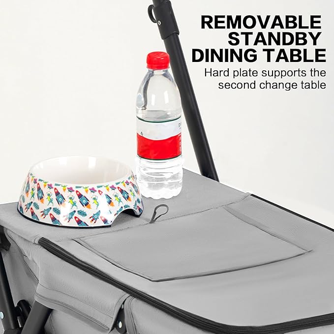 Pet Stroller Cat Dog Stroller Travel Folding Pet Carriers(Gray)