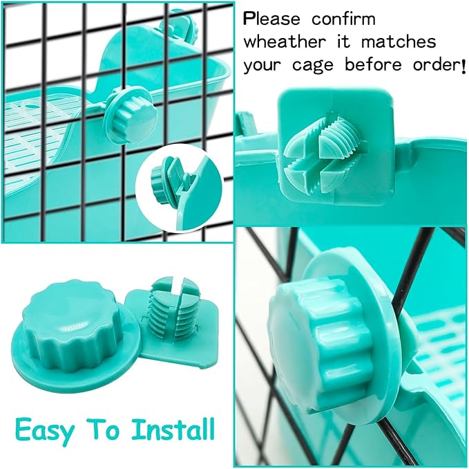 PINVNBY Rabbit Litter Box for Cage Bunny Corner Litter Bedding Box Small Animal Litter Pan Hanging Pet Bowls Cage Potty Trainer Pet Toilet for Rabbit Bunny Guinea Pigs Small Animals(Green)