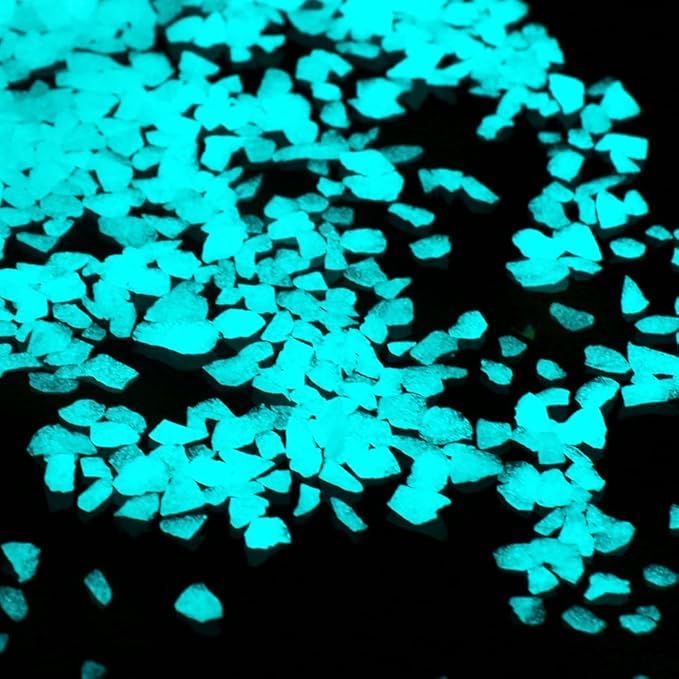 Shiny Stone Glow in The Dark Gravel Stones Rocks, Aquarium Gravel, Glow Rocks Stones,Decorative Rocks for Fish Tank Aquarium Garden Planter Landscape Decoration,280g/10oz (3-5mm, Aqua)