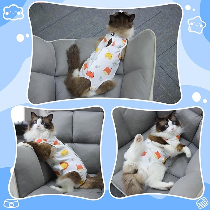 Cat Recovery Suit Female, Breathable Cat Onesie After Surgery Female for Abdominal Wounds or Skin Diseases, Surgery Recovery Suit Kitten Onesie After Spay Wear Anti Licking