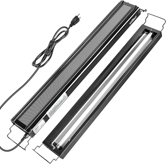Oiibo T5 HO Reptile Light Fixture UVB Lighting Combo Kit, Reptiles Terrarium Lamp Hood Light Fixture Include UVB 10.0 Desert Reptile Light for Bearded Dragon Gecko Lizard (24W)