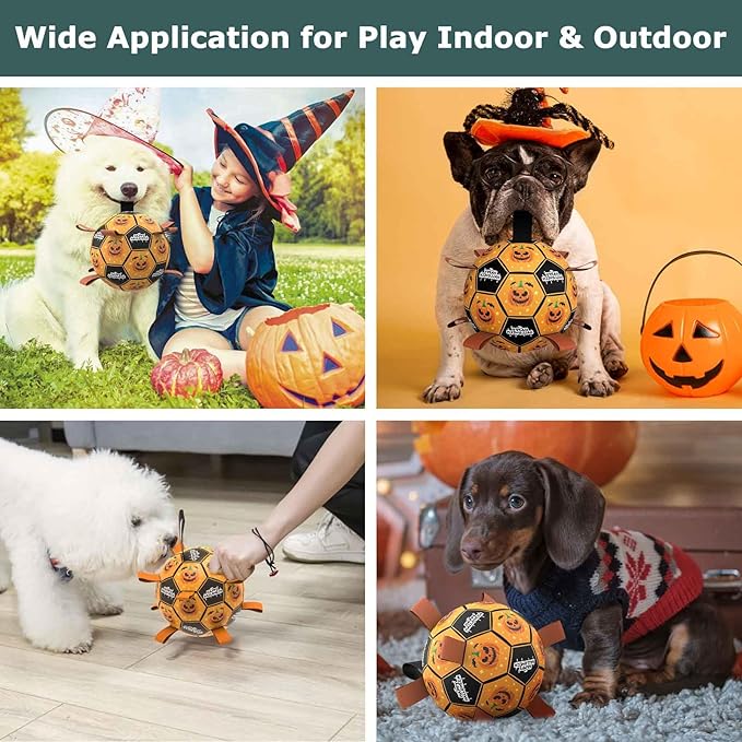 QDAN Halloween Dog Toys, Soccer Balls, Interactive Pet Toys, Puppy Dogs Birthday Gifts, Durable Dog Balls for Small Medium Dogs(6 Inch)