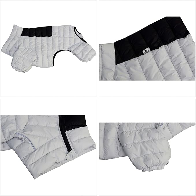 DoggieWear Warm Jacket, 4-Legs Covered Waterproof Windproof Reflective Dog Vest, Adjustable Dog Snow Jacket, Off-White XXL