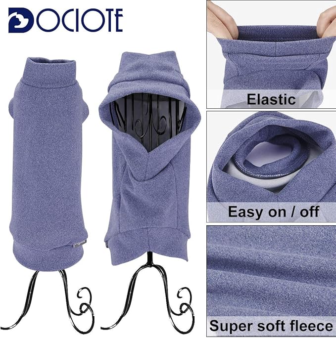Small Dogs Fleece Dog Sweatshirt - Cold Weather Hoodies Spring Soft Vest Thickening Warm Cat Sweater Puppy Clothes Sweater Winter Sweatshirt Pet Pajamas for Small Dog Cat Puppy (Small, Grayish Purple)