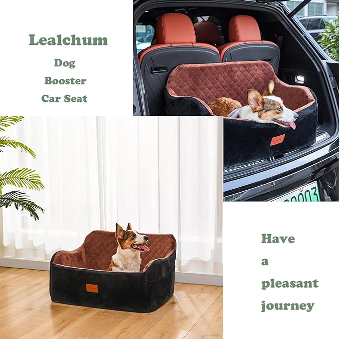 Dog Car Seat for Medium Sized Dog,Car Dog Bed with Adjustable Leashes,Comfort and Support with Memory Foam Filled,Safety Travel Per Car Seat with Non-Slip Bottom(Grey, Large)