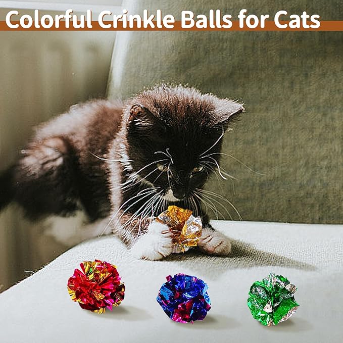 iCAGY 24-Piece Cat Toys Kit: Crinkle Balls, Bell Mice, Spring Toys - Assorted Colors for Indoor Cats Kittens