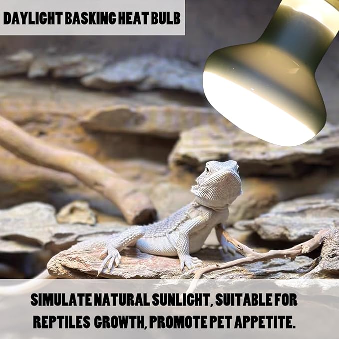 Reptile Heat Lamp Bulb 100 Watt, Day Time & Night Basking Spot Light Combo Pack, Amphibians Infrared Red Heat Light Bulb and Daylight Heating Lamp for Bearded Dragon, Leopard Gecko, Chicken, 4 Pack