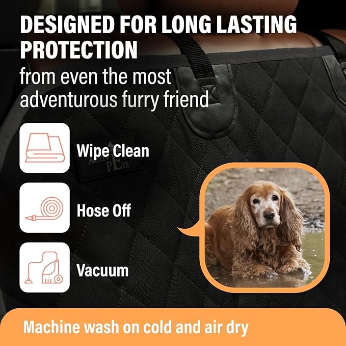 Active Pets Blue XL Dog Car Hammock Back Seat Cover, Waterproof Backseat Cover Protector for Truck Bench Rear of Sedans or SUVs, Essential Pet Supplies Vacuum or Wipe Clean, Machine Washable
