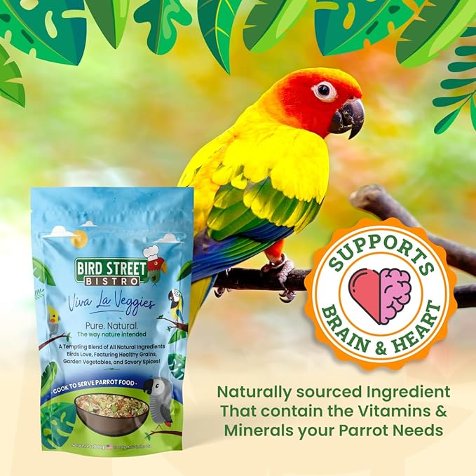 Parrot Food - Parakeet - Cockatiel - Cooks in 3-15 min w/Natural & Organic Grains - Legumes - Non-GMO Fruits, Vegetables, & Healthy Spices