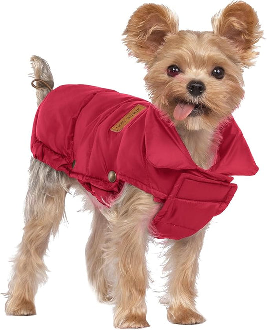 SPACE LION Puffer Jacket, Down Winter Coat, Durable Outdoor Coat for Cold and Windy Conditions, Waterproof, Windproof, Lightweight Jacket, Adjustable Fit for Small Dogs(Red,XS)
