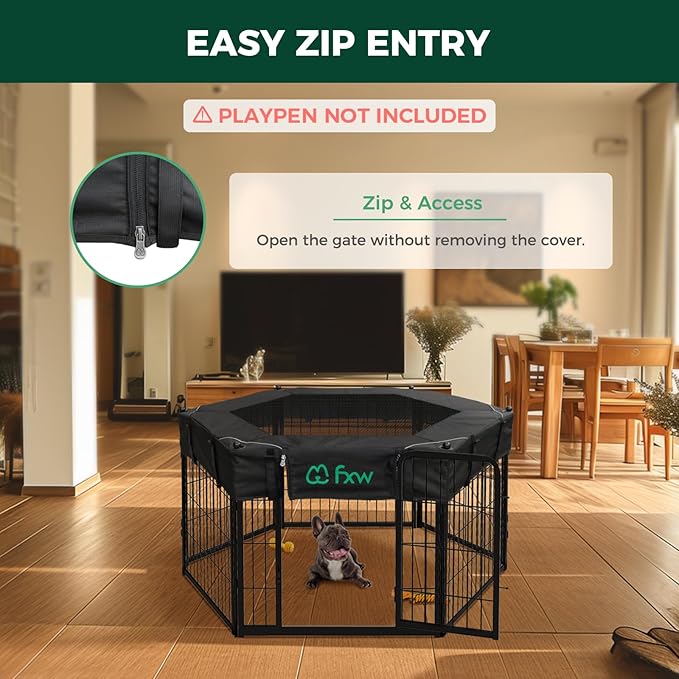 (Not Suitable for Other Brands) FXW Exclusive Mesh Top Cover, Only Fits FXW Rollick/Homeplus 22.8" W x 24" H 6-Panel Playpen (Playpen not Included), Hexagon│Patent Pending