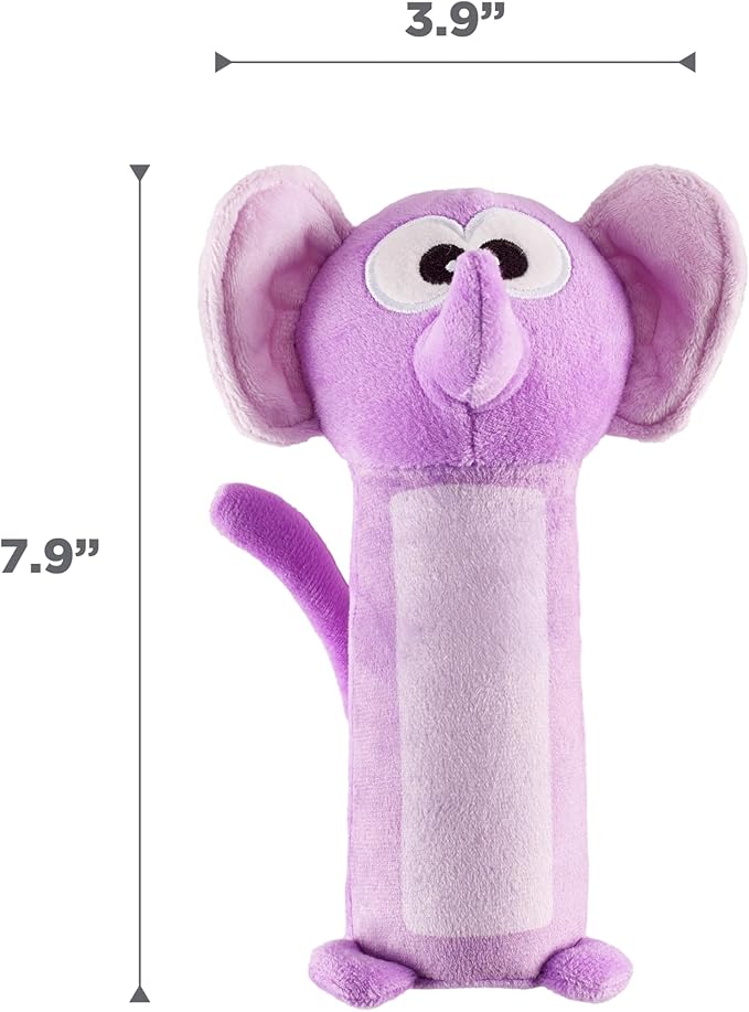 Outward Hound Bottle Bros Elephant Dog Toy, 7.9 Inch Plush Squeaky & Crackle Toy for Dogs, Interactive Fetch & Engaging Solo Play, Small, Purple