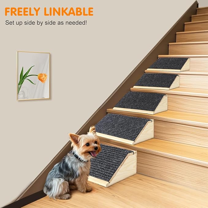 Dog Ramp for Stairs, Non-Slip Dog Stairs, Low-Angled Pet Ramps for Small Dogs and Cats, Medium Dogs, Step and Stair Assist for Injured and Older Pets, 2 Pack