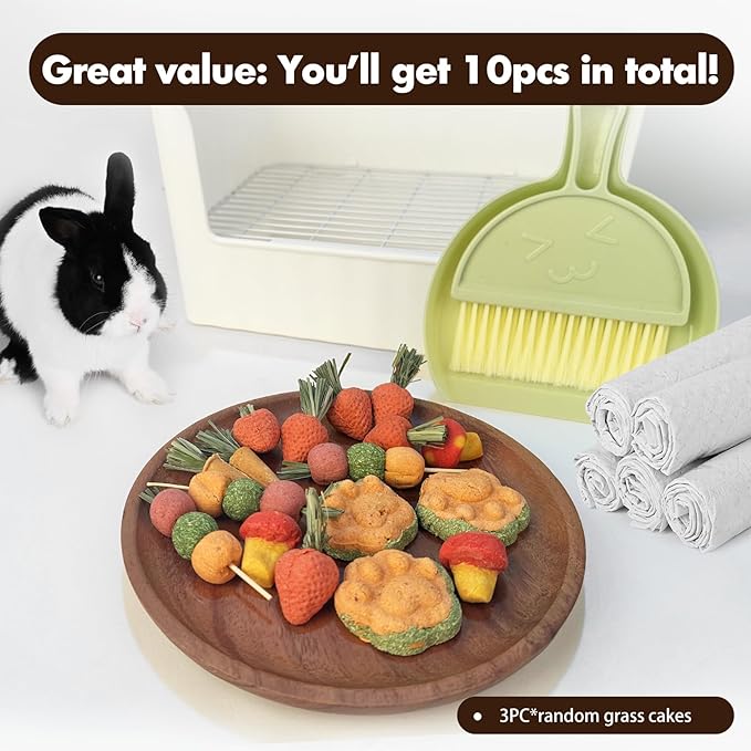 Large Rabbit Litter Box Bunny Potty Training Corner Litter Pan Comes with Liners Rabbit Pee Pads, Small Animal Bedding Toilet for Guinea Pig, Ferret, Hamster, Bunnies (White)