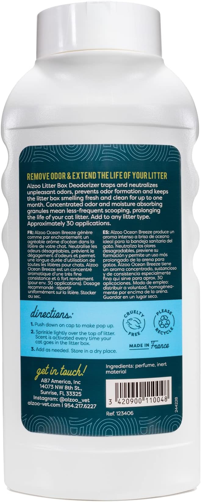 Cat Litter Deodorizer, Concentrated Granules Absorb & Help Neutralize Odors, Mineral-Based Active Ingredients, Up To 30 Uses, Ocean Breeze Scent, 26.6 Oz.
