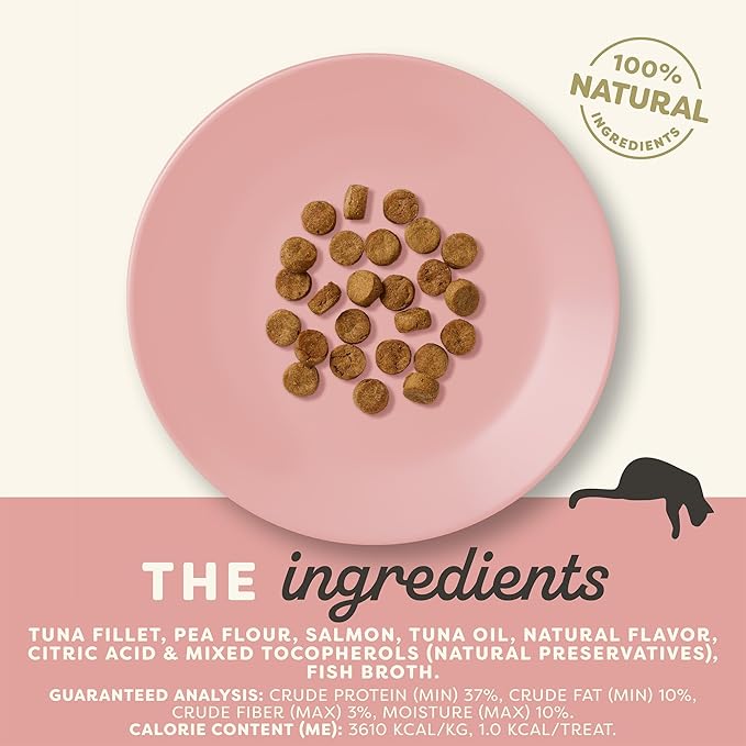 Applaws Natural Limited Ingredient Crunchy Cat Treats, High-Protein & Grain-Free Tuna & Salmon Snacks for Cats (12 x 2.0oz Bags)