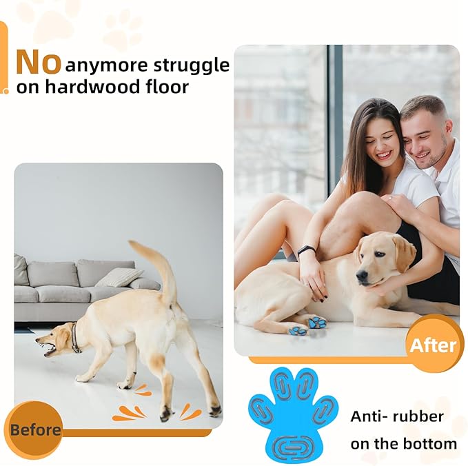 Non-Slip Dog Paw Protector Pads for Senior Dogs, Dog Paw Adhesive Pads on Hardwood Floor,Senior Pets Essentials with Strong Traction,Rubber Grippers,Blue,12 Sets 48 pc XXL