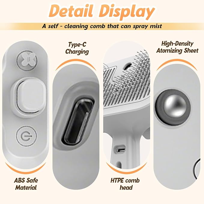 Pet Steam Brush Set for Dogs, 2025 New Self-Cleaning Pet Brush, Multi-Function Pets Hair Removal Brushes for Home Use, Portable Dog Cat Grooming Brushes for Pets Owners (White)