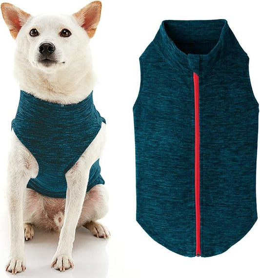 Gooby - Zip Up Fleece Vest, Fleece Jacket Sweater with Zipper Closure and Leash Ring, Turquoise Wash, 3X-Large