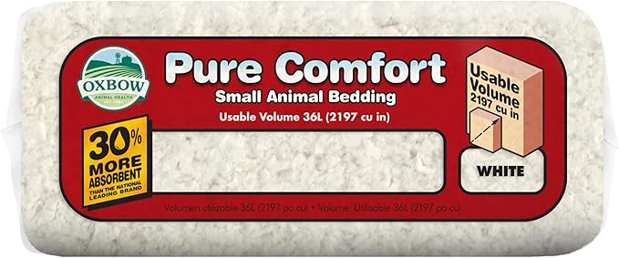 Oxbow Animal Health Pure Comfort Bedding, Rabbit, Hamster, & Guinea Pig Bedding, Bunny Supplies for Litter Box, Pet Safe, Low Dust, White Paper, 72 Liter Bag