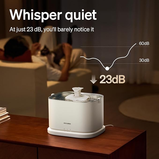 PETLIBRO Upgrade Cat Water Fountain Stainless Steel Tray, Dockstream 2 Smart App Monitoring Cat Fountain for Drinking, 3L/101oz Pet Water Fountain for Cats, 5G WiFi Auto Cat Water Dispenser Dog