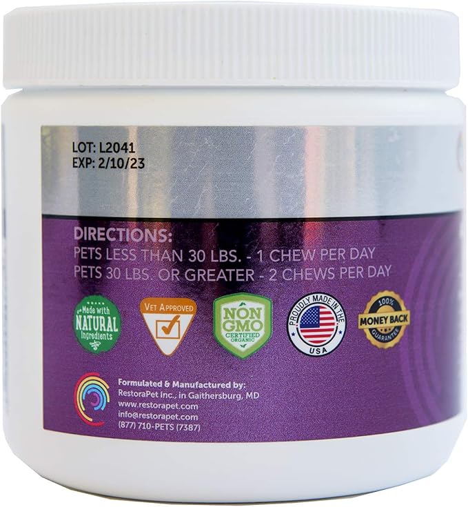 RestoraPet Allergy, Itch & Immune Soft Chews - Natural Supplement for Dogs - Support Immunity, Soothe Skin Irritation, Improve Coat Quality β with Lactoferrin, Colostrum & Omega 3-60 Bacon Chewables