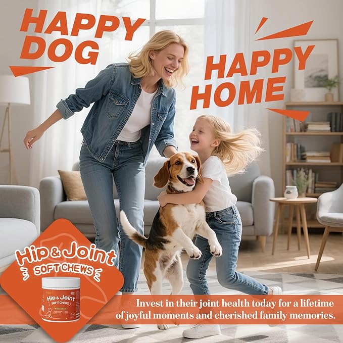 Advanced Hip & Joint Supplement for Dogs –120 Chews Glucosamine, Chondroitin, Soft Chews, Natural Joint Support for Small & Medium Breeds