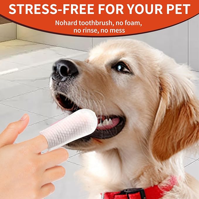 Dog Dental Wipes - Dental Finger Wipes for Cats & Dogs - Dog Toothbrush Finger Dental Wipes to Remove Plaque & Tartar,Effective Teeth Cleaner (50PCS)