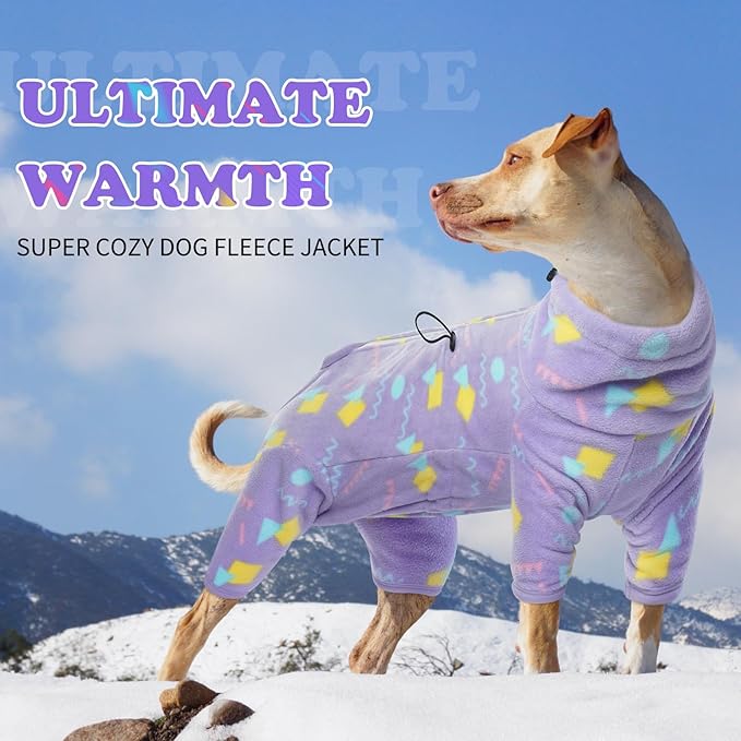 ROZKITCH Dog Winter Coat Soft Fleece Pullover Pajamas, Pet Windproof Warm Cold Weather Jacket Vest with Luminous Zipper, Jumpsuit Apparel Outfit Clothes for Small Medium Large Dog Geometry XS