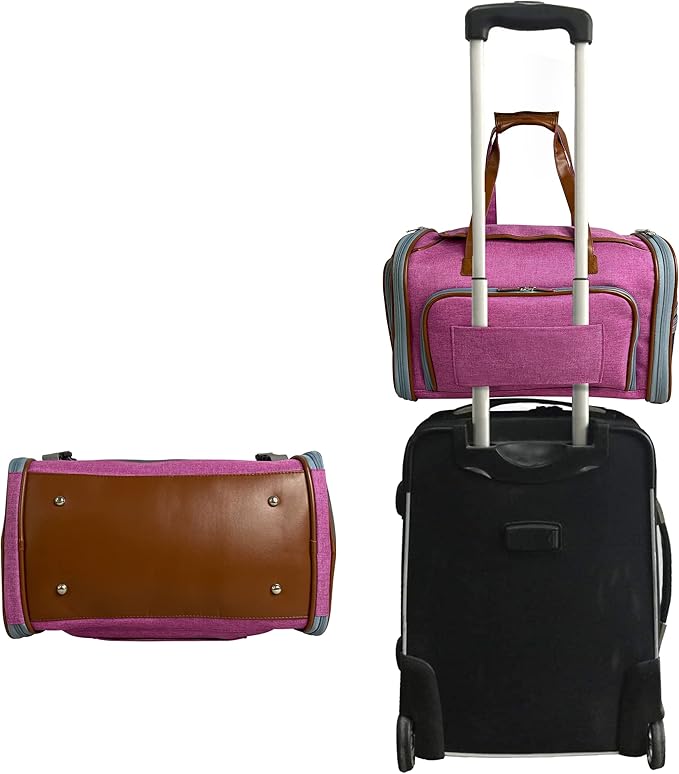 Mr. Peanut's Gold Series Big Apple XL Expandable Airline Capable Soft Sided Pet Carrier, Premium Brand Self Locking Zippers, Plush Faux Fleece Bedding with a Sturdy Plywood Base (Rosa Red)