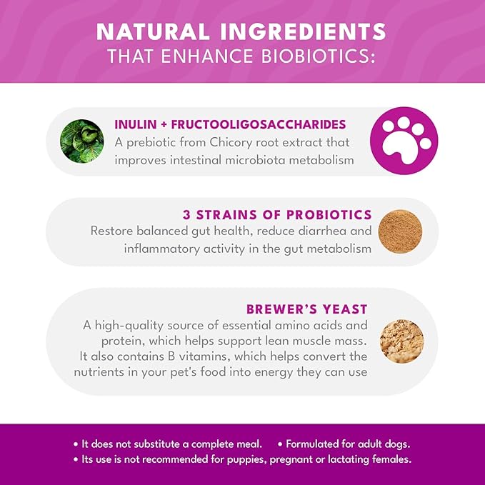 Biobiotics Digestive Support Supplement for Cats & Dogs - Chicken & Herb Flavor - 30 Sachets for Digestive Wellness