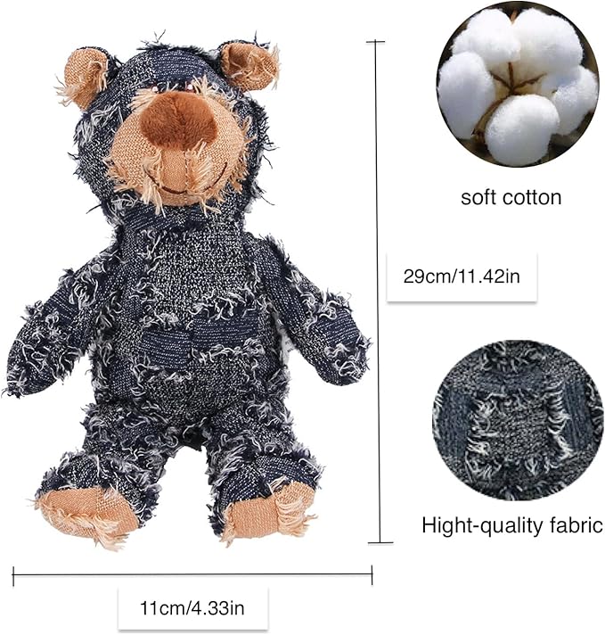 MAXBECK Dog Companion for Heavy Chewers- Indestructible Robust Bear Dog Toy, Resistant Squeaky Dog Toys for Heavy Chewers, Unbreakable Stuffed Plush Dog Toys for Aggressive Chewers (B-Oak)