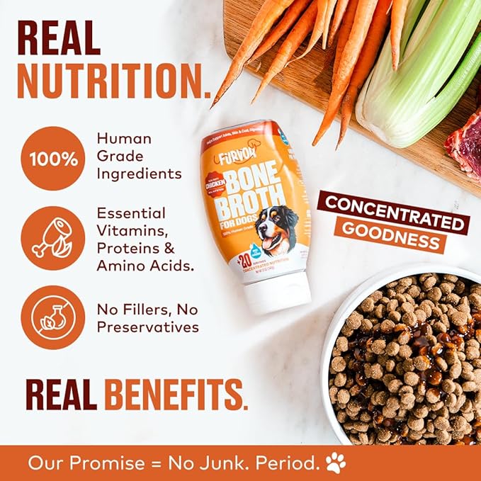 Chicken Bone Broth Concentrate for Dogs - Collagen Protein Supplement for Digestion, Mobility, Coat, Immune System, Joints - Healthy Dog Food Topper - Human Grade, Made in USA (12 oz, 20 Servings)