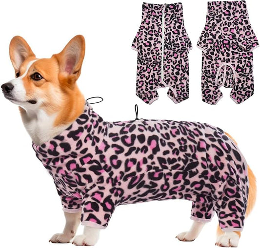 ROZKITCH Dog Winter Coat Soft Fleece Pullover Pajamas, Pet Windproof Warm Cold Weather Jacket Vest with Luminous Zipper, Jumpsuit Apparel Outfit Clothes for Small Medium Large Dog L-Pink 2XL