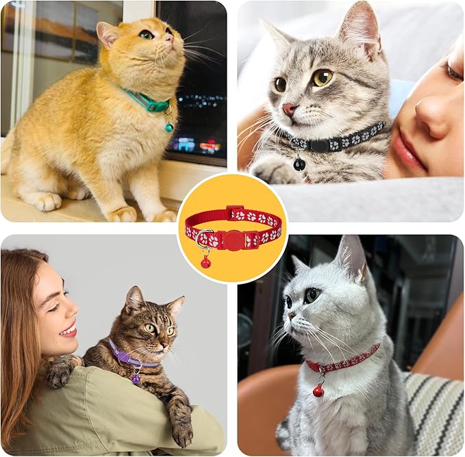 Taglory Kitten Collar Breakaway with Bell, 2 Pack Girl Boy Pet Kitten Collar Adjustable 6-8 Inch for 2-6 Months Cat, HotPink
