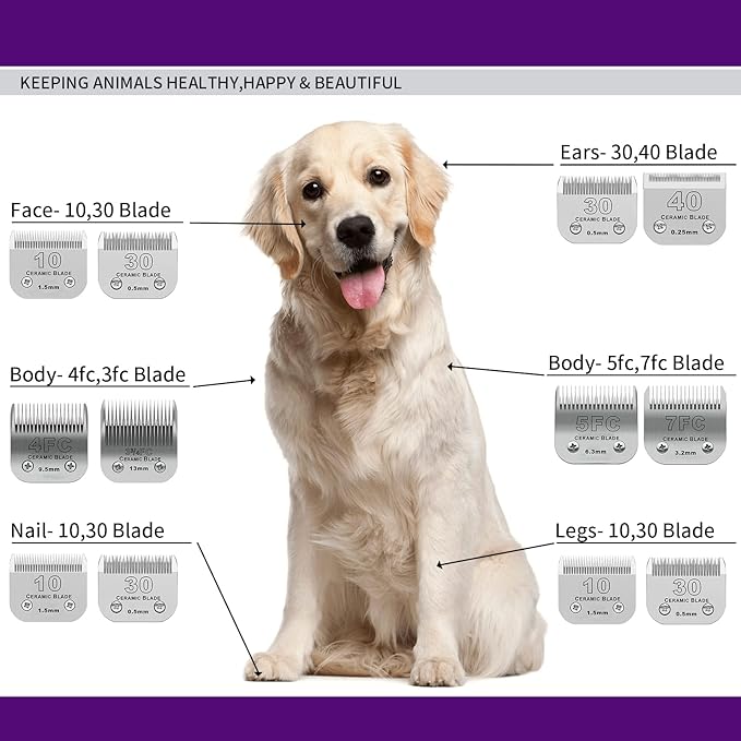 10 Dog Grooming Replacement Ceramic Blades Compatible with Wahl,oster,Andis Dog Detachable clipper,Cut Length 1/16-Inch,2 Pack