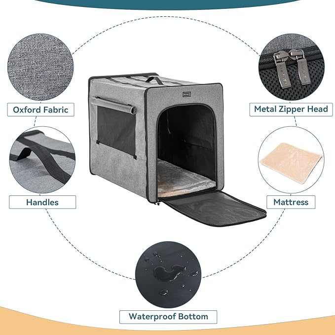 Petsfit Collapsible Soft Dog Crate, Travel Dog Kennel for Small Dogs, Indoor/Outdoor Use