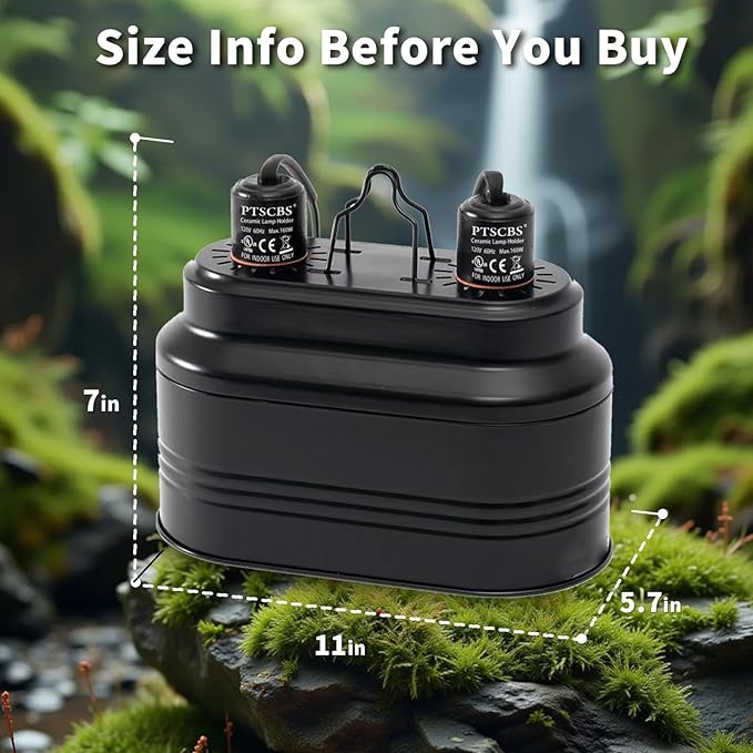 Dual Reptile Light Fixture-Max 160W,with Switches, Fits Reptile Light Heat Lamp UVB Light for Lizards, Snakes,Turtles, and Amphibians E26