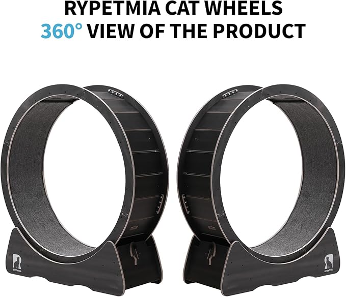 43 Inch Large Cat Exercise Wheel for Indoor Cats, Silent Treadmill, Non-Tip Design, Safe & Quiet Cat Running Wheel, Easy to Assemble, Supports Cats Up to 55 lbs (Black)