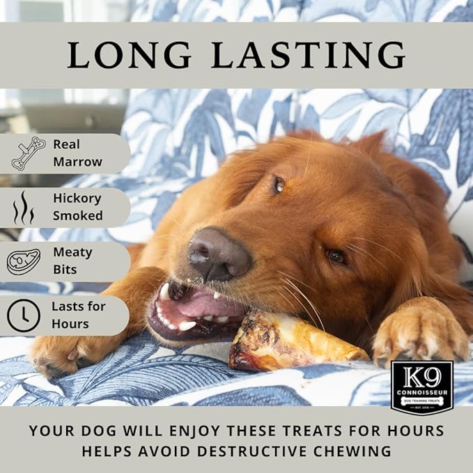 K9 Connoisseur Beef Marrow Dog Bones Long Lasting for Aggressive Chewers - USA Made Single Ingredient Dynamo Bone for Small and Medium Dogs Upto 50 Pounds - 12 Pack