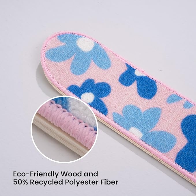 Wall Mounted Cat Scratching Board Skateboard Style (24"x6") - Reusable Wooden Board + Replaceable Cat Scratcher Map with Mounted Setup