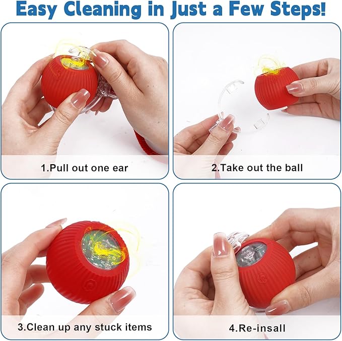 Interactive cat Toys for Indoor Cats, Speedy Tail 3.0 Cat Toy, Motion Activate cat Toy Ball,Automatic Toys for Bored Indoor Cats, Speedy Tail 2.0 Cat Toy, Rechargeabl (Red)