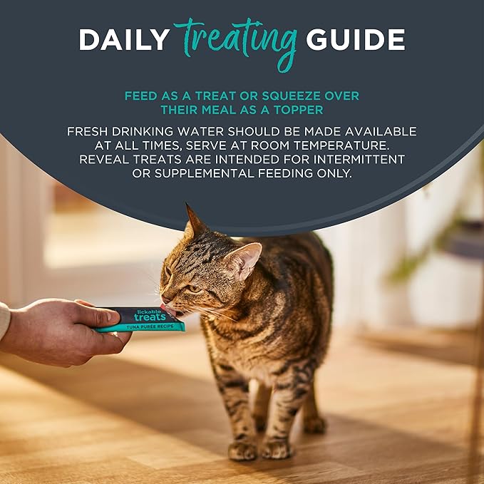 Reveal Natural Lickable Purée Cat Treats, Grain Free and Made with Limited Ingredients, Tuna Squeeze Up Cat Treats (40 x 0.5 oz Sachet Multipack)