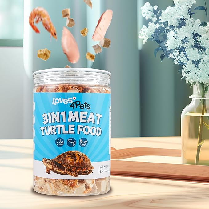 Turtle Food - Natural Freeze-Dried Chicken, Duck and Antarctic Krill โ 3 in 1 Premium Treats for Reptiles, Cats & Dogs โ Human-Grade Real Meat