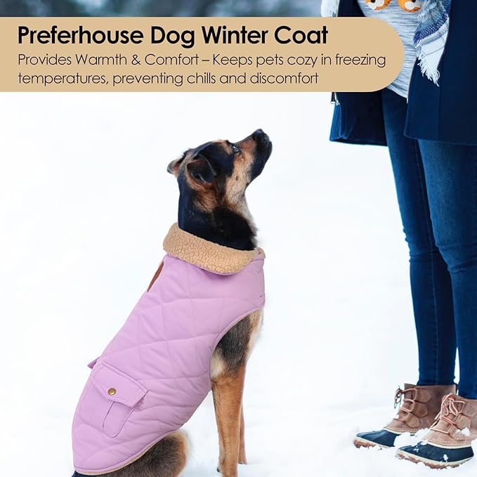 Dog Winter Coat for Small Dogs, Puppy Solid Jacket, Pet Warm Coat for Cold Weather, Windproof Pets Thickened Outfits Garments Indoor Outdoor, Lilac XS